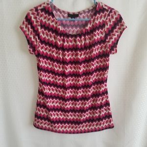 Worthington Chevron Print Blouse, Med. Petite